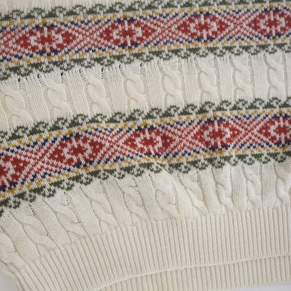 Vintage '90S Capecod Cream 3D Eclectic Grandpa Cable Knit Crewneck Sweater XL - Picture 6 of 10